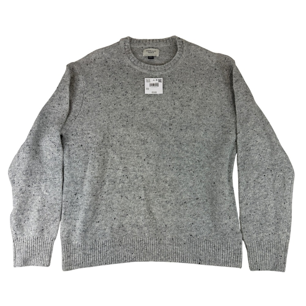 American Eagle Sweater Mens Medium Grey Donegal Speckled Crewneck Knit 014-1142